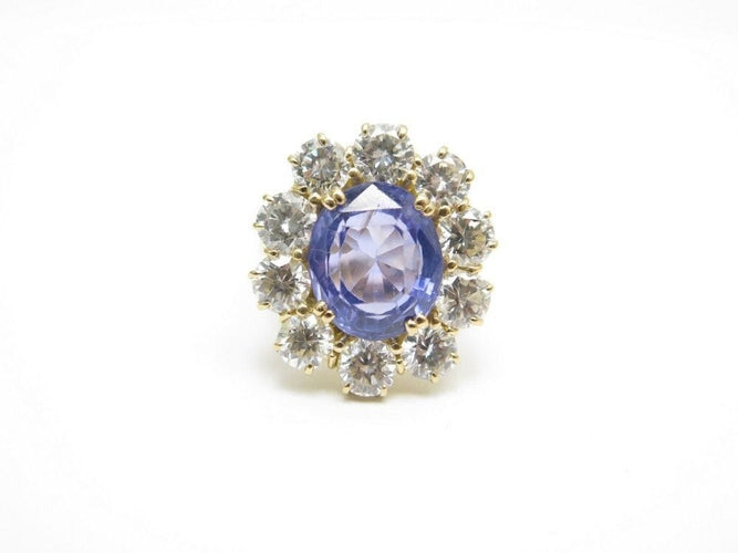 Bague 50 bague marquise taille 48 or jaune 18k sertie saphir 5ct diamants 4ct 58 Facettes 248352