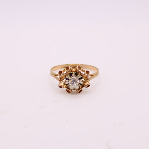 Bague Bague or jaune, pierre blanche 58 Facettes