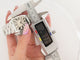 Montre montre CARTIER la dona large 2835 28 mm quartz acier palladie 58 Facettes 253462