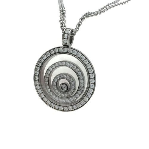 Pendentif Chaîne et pendentif Chopard "Happy Spirit" en or blanc, diamants 58 Facettes 30904