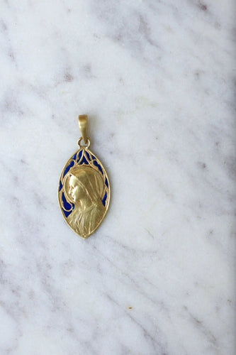 Collier Dropsy - Médaille or émail Vierge Marie 58 Facettes
