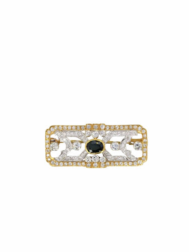Broche Broche plaque en or, diamants et saphir ovale 58 Facettes J297