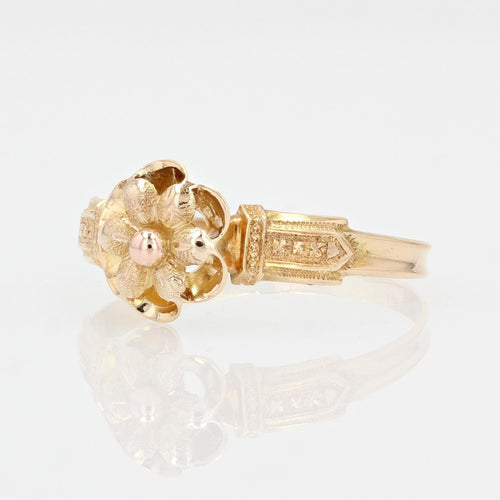 Bague 58 Bague ancienne fleur or rose 58 Facettes 22-503