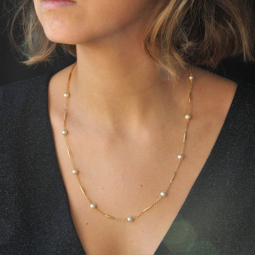 Collier Collier en or perles de cultures et fuseaux d'or 58 Facettes 21-583