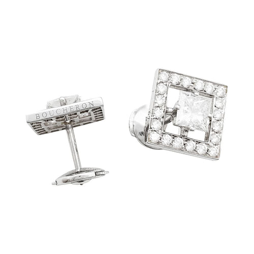 Boucles d'oreilles Boucles d'oreilles Boucheron,"Ava", or blanc et diamants. 58 Facettes 30787