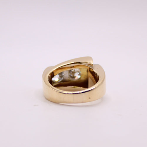 Bague 52 Bague Tank or jaune et 2 Diamants 58 Facettes