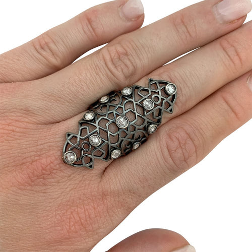 Bague 57 Bague Repossi "Maure" en or noirci et diamants. 58 Facettes 31321