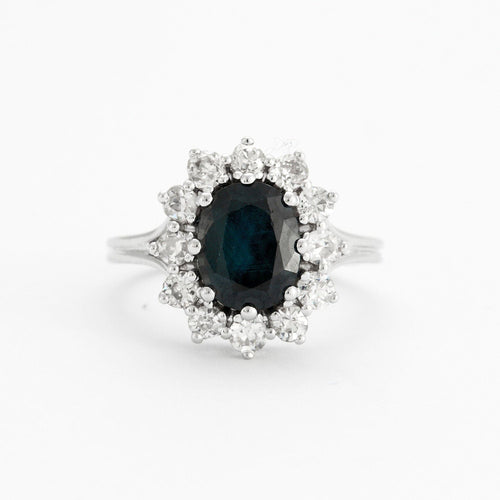 Bague 52 Bague Marguerite Saphir 12 Diamants 58 Facettes