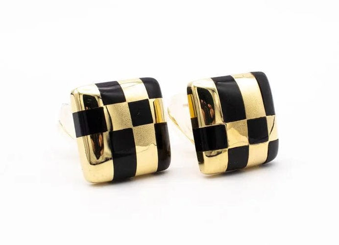 Boucles d'oreilles Tiffany & Co 1982 Boucles d'oreilles Angela Cummings Or Jade noir 58 Facettes