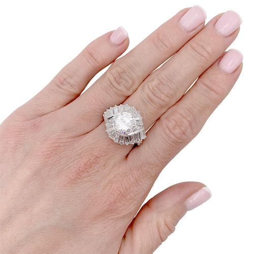 Bague 56 Bague platine diamant 2,51 ct entourage baguette. 58 Facettes 32596