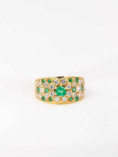 Bague Bague bandeau diamants émeraudes 58 Facettes J35