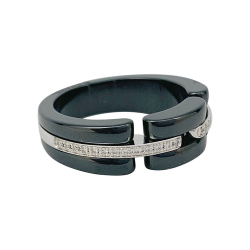 Bague 54 Bague Chanel "Ultra" en céramique, or blanc et diamants. 58 Facettes 31666
