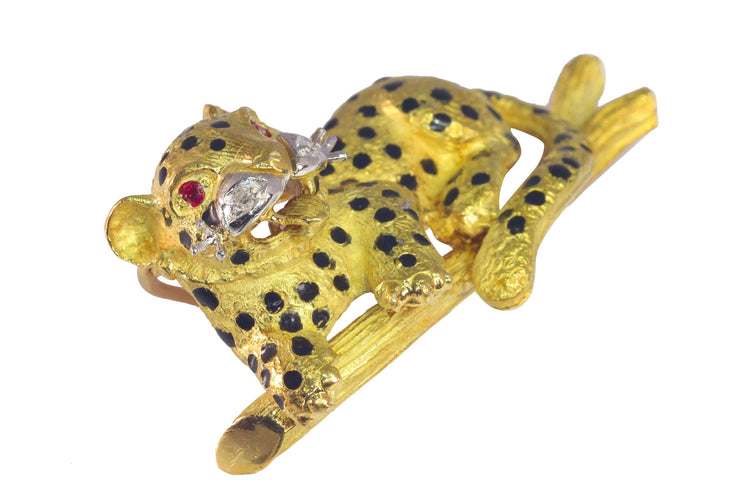 Broche Broche léopard en Or jaune & diamants 58 Facettes 22130-0011