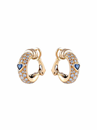 Clip Boucles d'oreilles Clips Saphirs Diamants 58 Facettes