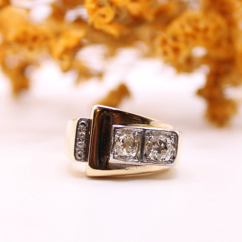 Bague 52 Bague Tank or jaune et 2 Diamants 58 Facettes