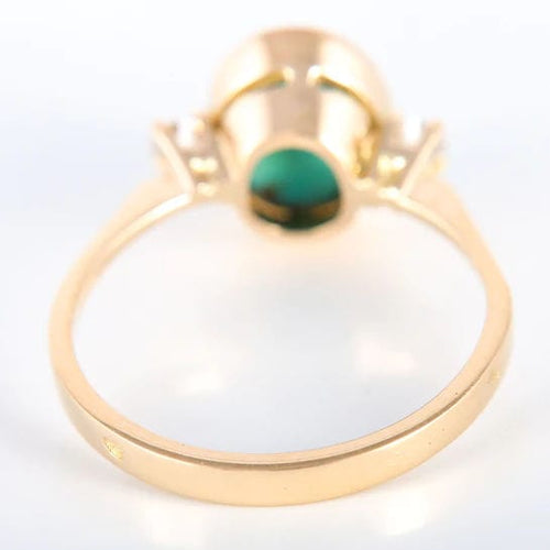 Bague Bague or jaune Turquoise 2 diamants 58 Facettes
