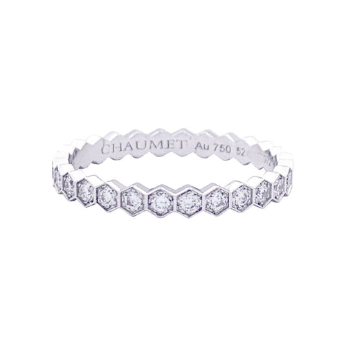 Bague 52 Alliance Chaumet "Bee my Love" or blanc, diamants. 58 Facettes 33481