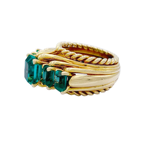 Bague 49 Bague vintage or jaune, émeraudes. 58 Facettes 32325