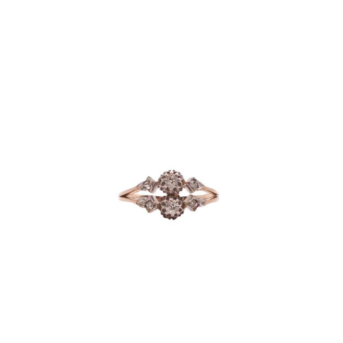 Bague Bague Art Nouveau double trilogie Or rose Diamants 58 Facettes