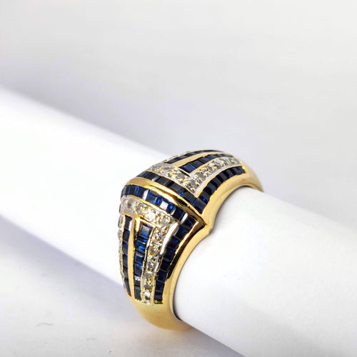 Bague Bague en or jaune diamants et saphirs 58 Facettes 20092