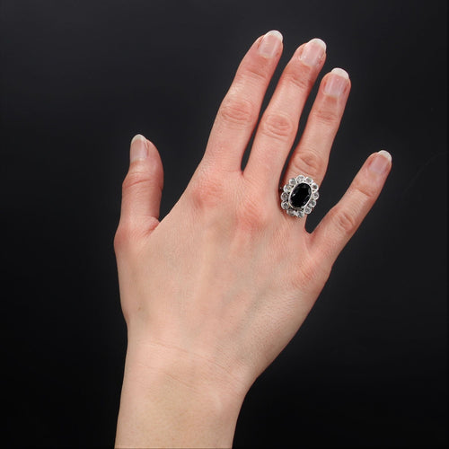 Bague 54 Bague ancienne pompadour saphir diamants 58 Facettes 21-795