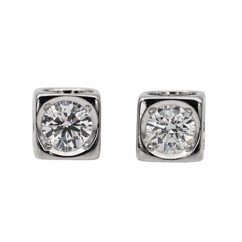 Boucles d'oreilles Dinh Van Boucles d'oreilles Puces Le Cube Or blanc Diamant 58 Facettes 2921979RV