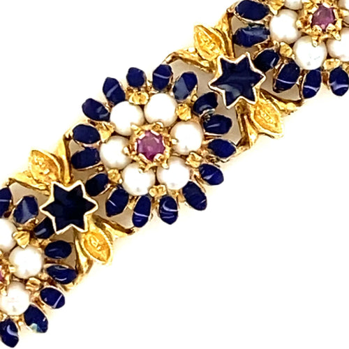 Bracelet Bracelet Or Email Perle Rubis 58 Facettes