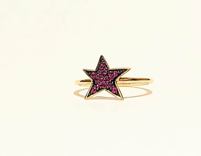 Bague DJULA Bague étoile en or et saphirs roses 58 Facettes