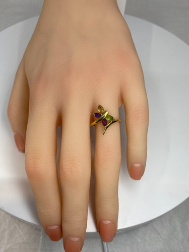 Bague Bague papillon en or jaune & pierres fines 58 Facettes