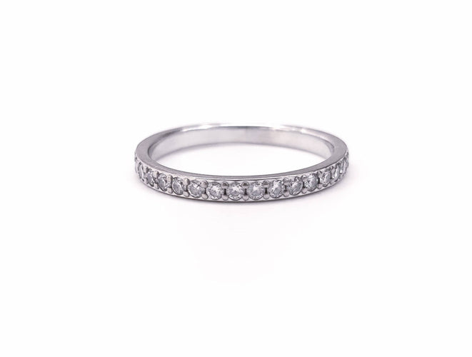 Bague 54 Demie alliance Or blanc 17 Diamants 58 Facettes ALL.MINI.576.1