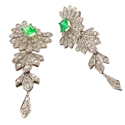 Boucles d'oreilles BOUCLES D'OREILLES EMERAUDES DIAMANTS 58 Facettes Q917A