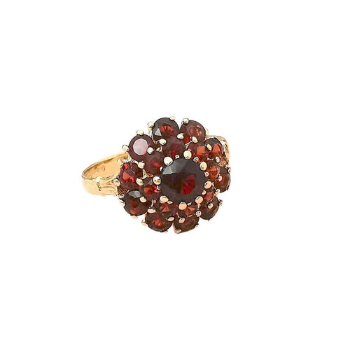 Bague 54.5 Bague Fleur Grenats Or Jaune 58 Facettes AA 1485