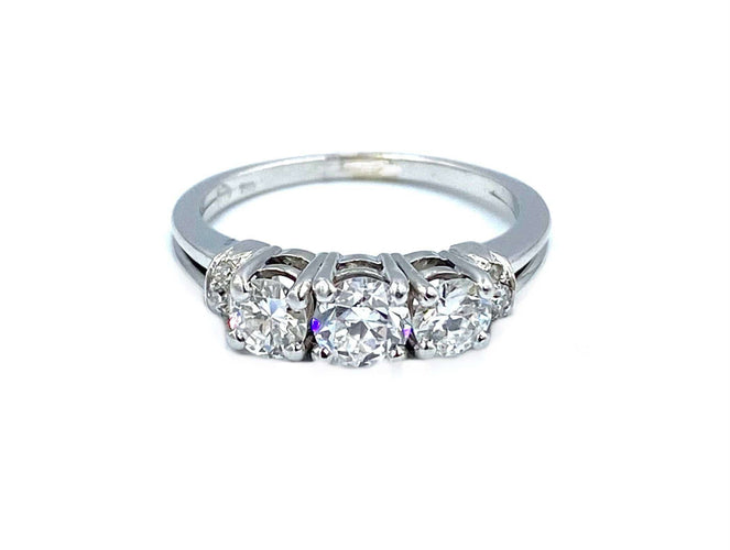 Bague Bague trilogie or blanc 18k et diamants 58 Facettes
