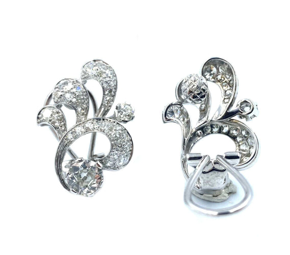 Boucles d'oreilles Clips d’oreilles Art Déco diamants 58 Facettes