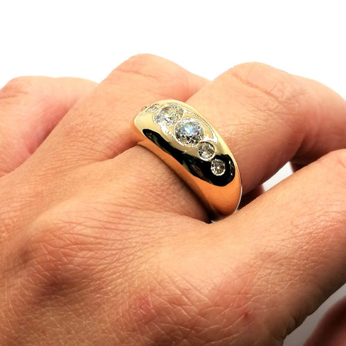 Bague 54 Bague jonc or jaune 6 diamants 58 Facettes 3758