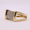 Bague Bague large or jaune et pavage de diamants 58 Facettes