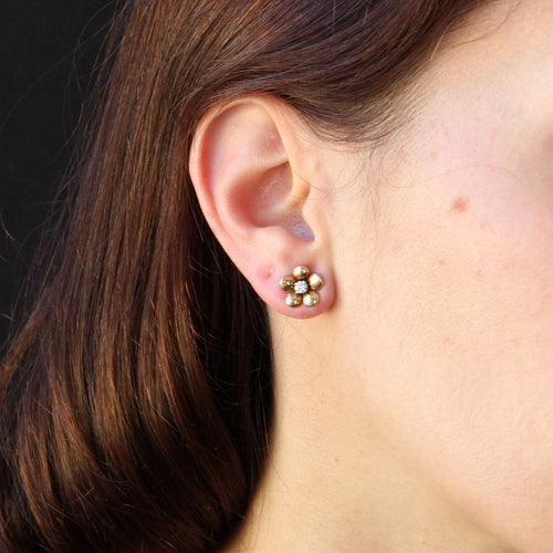 Boucles d'oreilles Boucles d'oreilles fleur or jaune diamant 58 Facettes 21-754