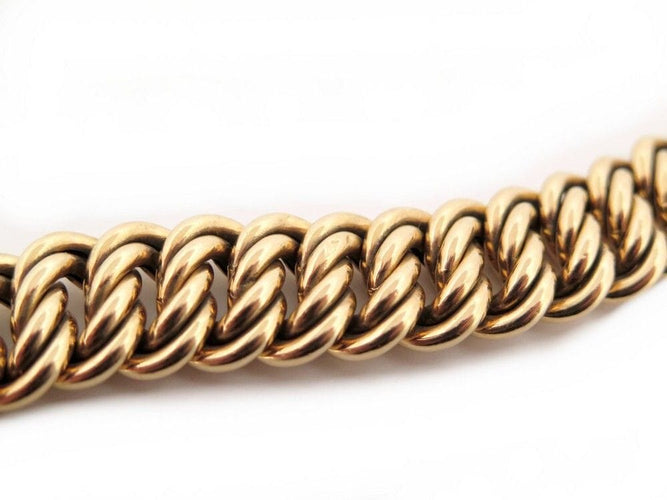 Bracelet bracelet large maille americaine en or jaune 18k 58 Facettes 254717