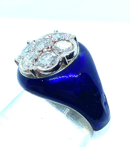 Bague Bague diamants émaillés bleus 58 Facettes