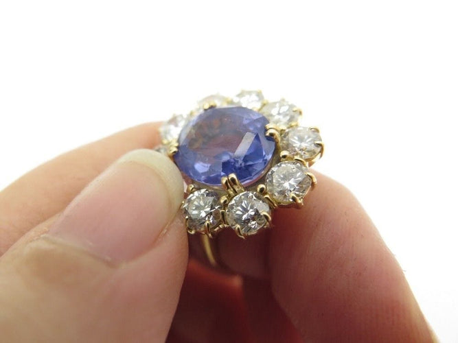 Bague 50 bague marquise taille 48 or jaune 18k sertie saphir 5ct diamants 4ct 58 Facettes 248352