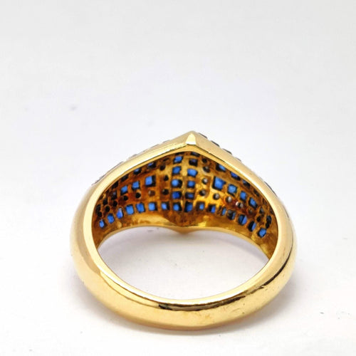 Bague Bague en or jaune diamants et saphirs 58 Facettes 20092
