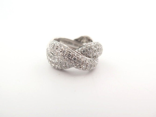 Bague 49 bague POIRAY tresse 4 rangs en or blanc 18k 128 diamants 2.3ct 58 Facettes 253649