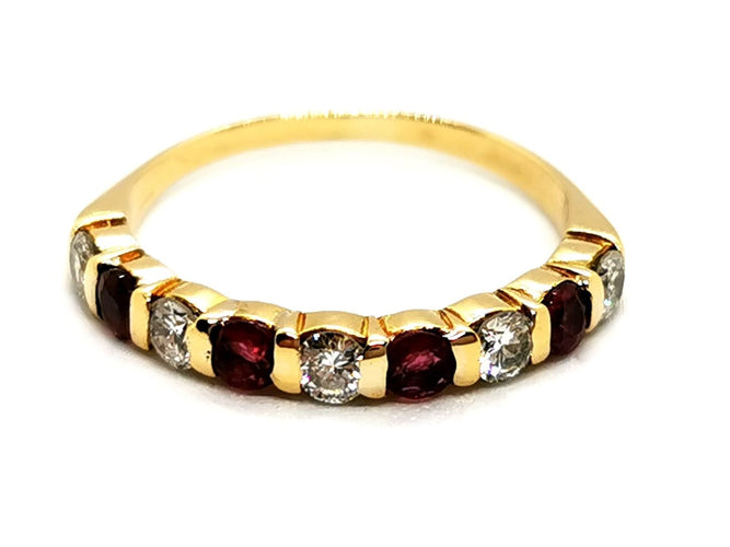 Bague 50 Bague Demi alliance Or jaune Rubis 58 Facettes 1733144CN