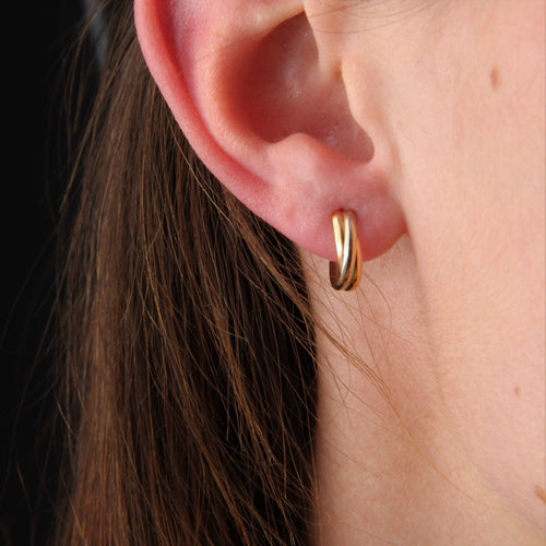 Boucles d'oreilles Demi créoles 3 ors 58 Facettes CVBO17