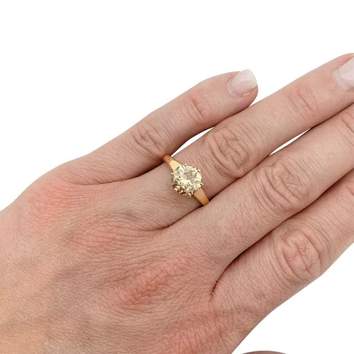 Bague 54 Solitaire or jaune, diamant brun 1,91 cts. 58 Facettes 31293
