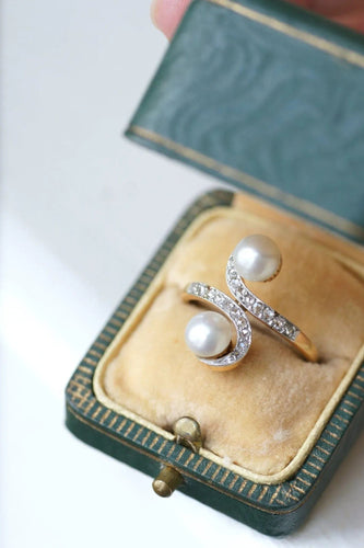 Bague Bague Toi et Moi perles et diamants 58 Facettes
