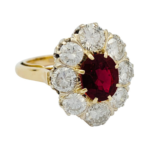 Bague 56 Bague pompadour rubis, diamants, or jaune. 58 Facettes 31967