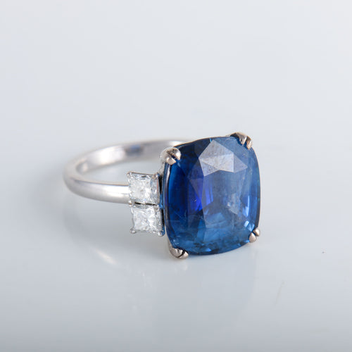 Bague 54 Bague Saphir de Ceylan 13.60cts Diamants taille princesse 58 Facettes 323S271