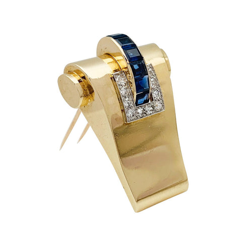 Clip Clip Boucheron en or platine, diamants et saphirs. 58 Facettes 30762