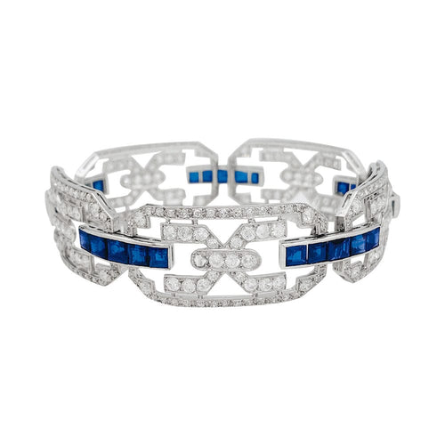 Bracelet Bracelet Art Déco en platine, diamants et saphirs. 58 Facettes 31165
